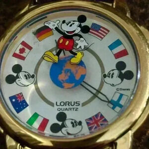 Mickey Mouse international flags musical watch by Lorus.  Vintage. Never worn.